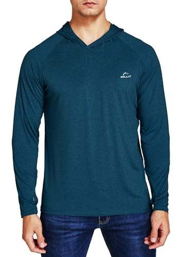 Willit Men's Sun Shirts UPF 50+ Rash Guard Long Sleeve Sun Protection Hoodie SPF UV Fishing Lightweight Athletic Running Heather Navy XXXL - Image 6