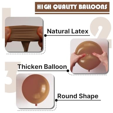 PartyWoo Coffee Brown Balloons, 120 pcs Boho Brown Balloons Different Sizes Pack of 18 Inch 12 Inch 10 Inch 5 Inch Brown Balloons for Balloon Garland or Balloon Arch as Party Decorations, Brown-F09 - Image 7