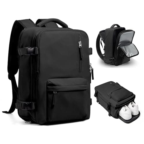 WONHOX Travel Backpack Women,Carry On Backpack Flight Approved 18x14x8 inches Bag Spirit Airlines Personal ltem,College Sports Hiking Rucksack Waterproof Casual Daypack Laptop Blackpack Men,Black - Image 1