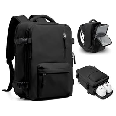 WONHOX Travel Backpack Women,Carry On Backpack Flight Approved 18x14x8 inches Bag Spirit Airlines Personal ltem,College Sports Hiking Rucksack Waterproof Casual Daypack Laptop Blackpack Men,Black - Image 1