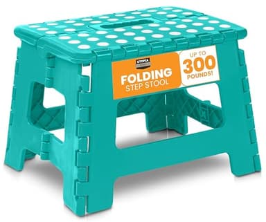 Utopia Home Folding Step Stool - (Pack of 1) Foot Stool with 9 Inch Height - Holds Up to 300 lbs - Lightweight Plastic Foldable Step Stool for Kitchen, Bathroom & Living Room (Teal) - Image 1
