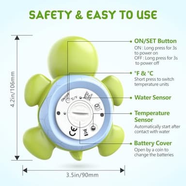 Baby Bath Thermometer, Digital Water Temperature Thermometers with 3 Color Backlit and Temperature Warning, Safety Bath Tube Thermometers Floating Toy for Infant, Toddler - Image 8