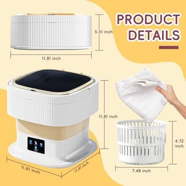 Portable Washing Machine, 12L Mini Wash with 3 Cleaning Modes and Spin Basket, Small Washing Machine for Underwear, Baby Clothes, Socks, Folding Design for Apartments, Camping, Travel - Image 2