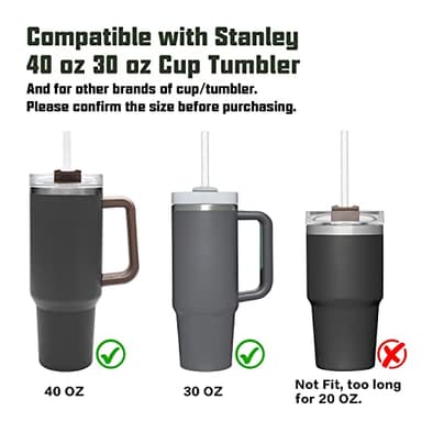 Beonsky Replacement Straw Compatible with Stanley 40 oz 30 oz Cup Tumbler, 6 Pack Reusable Straw with Cleaning Brush, Plastic, Clear - Image 4