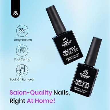 Beetles 9 in 1 Gel Nail Glue for Acrylic Nails Tips, 2 Pcs 10ml Super Strong Nail Glue for Clear False Nails Tips Base Coat Rhinestones Blooming Art Christmas Nails Long Lasting U V Light Cure - Image 2