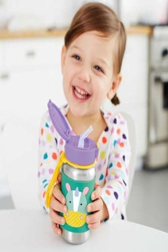 Skip Hop Toddler Sippy Cup with Straw, Zoo Stainless Steel Straw Bottle, Unicorn - Image 6