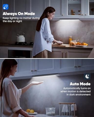 5-Pack Under Cabinet Lighting, 68LED 2000mAh Rechargeable Battery Operated Motion Sensor Light Indoor, 3 Color Wireless Dimmable Closet Lights, Magnetic Under-Counter Light Fixtures for Kitchen, Home - Image 4