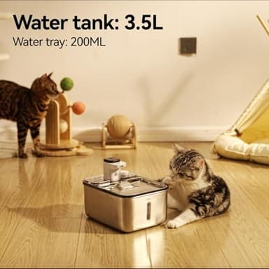 Stainless Steel Cat Water Fountain Wireless for Cats Indoor, 3.6L/123oz Automatic Metal Dog Water Dispenser,Cordless Battery Operated Pet Drinking Fountain,Rechargeable Waterer with Motion Sensor - Image 8
