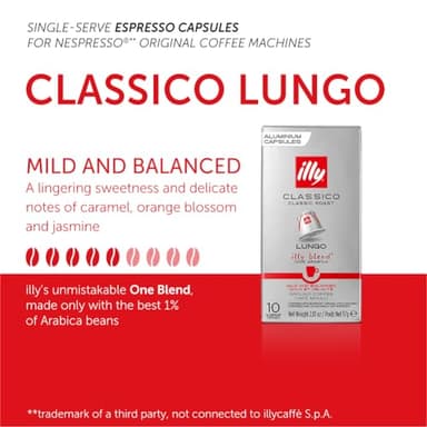 Illy Espresso Compatible Capsules - Single-Serve Coffee Capsules & Pods - Classico Lungo Roast - Notes Of Caramel, Orange Blossom & Jasmine - For Nespresso Original Machines – 10 Count - Image 3