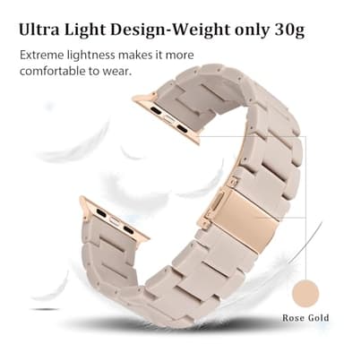 V-MORO Lightweight Bands Compatible with Apple Watch Series 11/10/9/8/7 38/40/41/42mm Fashion Cute Bracelet Band Rose Gold Stainless Steel Buckle Watch Strap for iwatch Series SE/6/5/4/3/2/1(Milky Tea) - Image 2