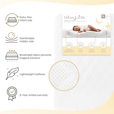 Evolur Rest EZ 2-in-1 Mini Crib Mattress – Dual-Sided Comfort, Water-Resistant White Cover, GREENGUARD Gold & JPMA Certified, Crafted from Recycled Sustainable Materials, Proudly Made in USA - Image 4