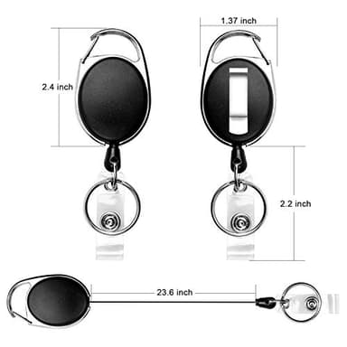 Teskyer Badge Reel, 5 Pack Retractable Badge Holders with Carabiner Belt Clip and Key Ring for ID Card Holder and Keychain - Image 2