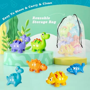 52 PCS Dinosaur Alphabet Learning Toys for Toddlers Kids 3-5, 10 Different Dinosaur Figures, Double Sided ABC Matching Game, Preschool Activities Montessori Fine Motor Toys for Toddlers Kids - Image 5