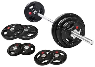 Fitvids Cast Iron 1" Standard Weight Plates Including 5FT Standard Barbell Bar & Star Locks, 45 Pounds Set (35 Lbs Plates + 10 Lbs Barbell Bar), Multiple Packages - Image 1