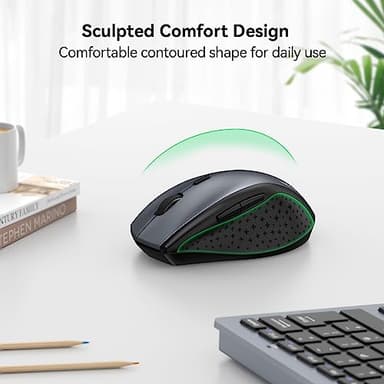 TECKNET Wireless Mouse, 2.4G USB Computer Mouse with 6-Level Adjustable 4800 DPI, Silent Quiet Click,30 Months Battery, Ergonomic Grips, 6 Buttons Portable for PC, Chromebook, Mac - Grey - Image 4
