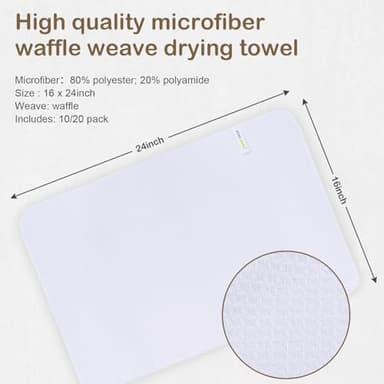 SINLAND Kitchen Towel Premium Sublimation Blank Towels Fast Drying Tea Towel Polyester Dish Towels for Drying Dishes16 Inch X 24 Inch 20 Pack - Image 3