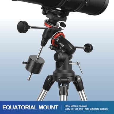 MEEZAA Telescope, 150EQ Reflector Telescope for Adults Astronomy Beginners, Manual Equatorial Professional Telescopes Astronomy with 2X Barlow Lens, Phone Adapter, Adjustable Tripod and Moon Filter - Image 5