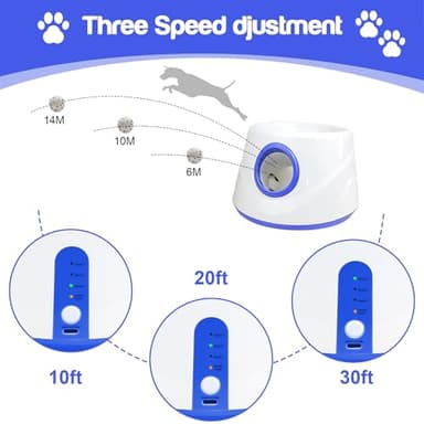RERBIO Dog Ball Thrower Launcher, Automatic Ball Launcher for Dogs, 3 Adjustable Distance Settings, Indoor OutdoorInteractive Toy, with 3 2.3-inch Balls, Small/Medium Sized Dog Thrower - Image 2