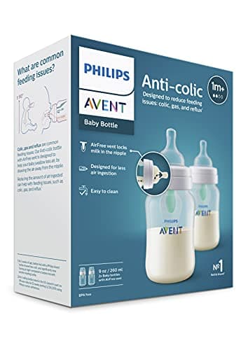 Philips Avent Anti-Colic Baby Bottle with AirFree Vent, 9oz, with Flow 2 Nipples, 1m+, 2pk, Clear, SCY703/02 - Image 10