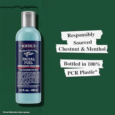 Kiehl's Facial Fuel Face Wash, Refreshing + Invigorating Men's Gel Cleanser, with Caffeine, Vitamin E and Menthol, Non-Drying Formula Moisturizes Skin, Great for Clogged Pores - 16.9 fl oz - Image 7