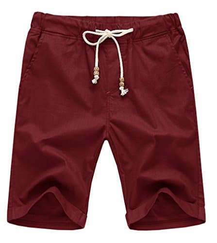 NITAGUT Men's Linen Casual Classic Fit Short (XL(US 41-44), 07 Wine Red) - Image 1