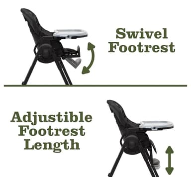 Jeep by Delta Children Classic Convertible 2-in-1 High Chair for Babies and Toddlers with Adjustable Height, Recline & Footrest - Dishwasher Safe Meal Tray, Black - Image 6