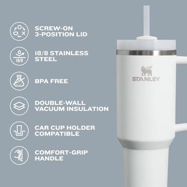 STANLEY Quencher H2.0 Tumbler with Handle and Straw 40 oz | Flowstate 3-Position Lid | Cup Holder Compatible for Travel | Insulated Stainless Steel Cup | BPA-Free | Cream Royal - Image 5