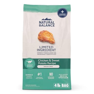 Natural Balance Limited Ingredient Adult Grain-Free Dry Dog Food, Chicken & Sweet Potato Recipe, 4 Pound (Pack of 1) - Image 1
