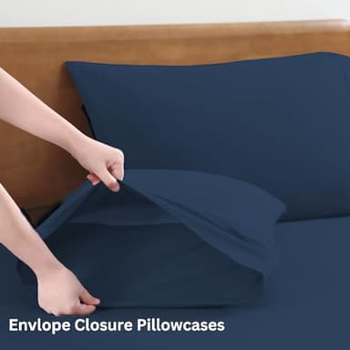 LANE LINEN 100% Organic Cotton Twin Bed Sheet Set, Luxury Hotel Style Fade Resistant Deep Pocket Machine Washable Twin Size Sheet Set, Eco Friendly Mercerized Cotton Sheets- Estate Blue - Image 6