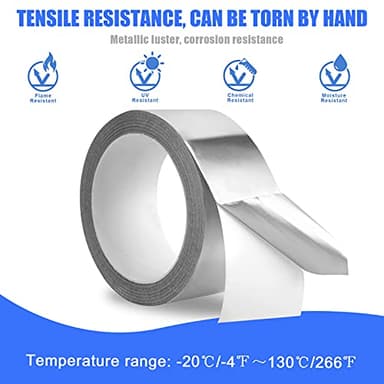 Aluminum Foil Tape, 2 inch x 65 Feet (3.9 mil), Insulation Adhesive Metal High Temperature Heavy Duty HVAC Tape, Silver for Ductwork, Dryer Vent, HVAC - Image 6