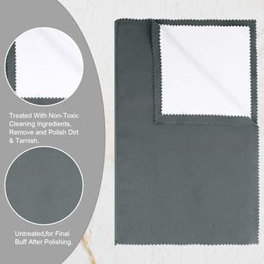 SIFFOI 2 Pack X-Large 14''x11'' Silver Jewelry Polishing Cloths, Premium Silverware Cleaning Cloth for 925 Silver, Gold, Double Layer Polishing Puff Cloths Grey - Image 2