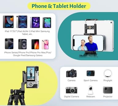 JOILCAN Phone Tripod, 67" Camera Tripod Stand for iPhone iPad, Professional Aluminum Travel Tripods with Wireless Remote and Carry Bag for Cellphone Photo Video Recording Vlog - Image 6