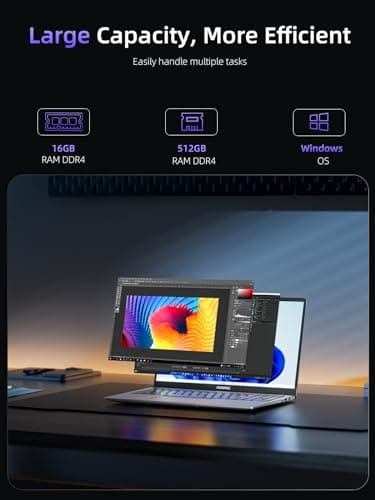 ACEMAGIC 2025 Laptop, Laptop Computer with Intel Quad-Core Processor(Up to 3.4GHz), 16GB DDR4 512GB SSD, Windows 11 Laptop, 15.6" IPS 1080P, Metal Shell, USB3.2, Long Battery Life - Image 4