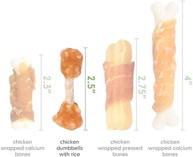 MON2SUN Dog Treats, 16oz Mini Rawhide Chews, Chicken Dumbbells with Rice for Small Dogs & Toy Breed, Crunchy and Healthy (2.5 Inch 30 Count - Image 7