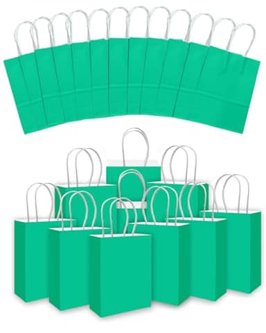 qiqee 30PCS Medium Gift Bag with Handles Bulk 11"x5"x8" Gift Bags Lake Green Bags Multiple Uses (Medium Size) - Image 2