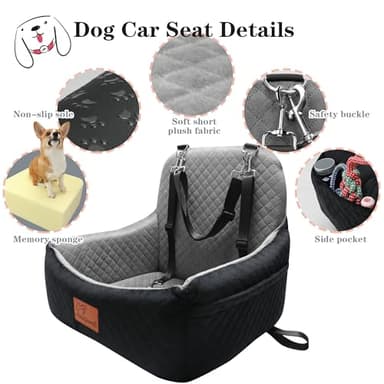 VERGODPRO Car Dog Seat,Pet Booster Carseats for Dogs up to 25lbs,Safe and Comfy Puppy Travel Car Bed with Storage Pockets and 2 Safety Belt,Ultra Soft Fabric, Easy to Install,Fully Removable Washable. - Image 3