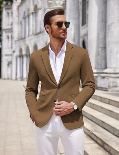 COOFANDY Mens Dress Sport Coats Casual Stylish Suit Jacket Blazer Big and Tall Brown - Image 2