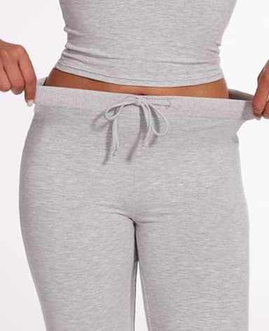 AnotherChill Women's 2 Piece Lounge Sets Straight Leg Pants Set Short Sleeve Crop T-shirt Casual Outfits Comfy Loungewear (Light-Gray, Small) - Image 5