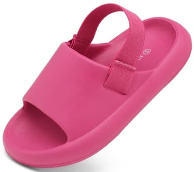 INMINPIN Toddler Boys Girls Slides Sandals Comfort Beach Pool Shower Slippers with Elastic Back Strap, Hot Pink, 3 Toddler - Image 6