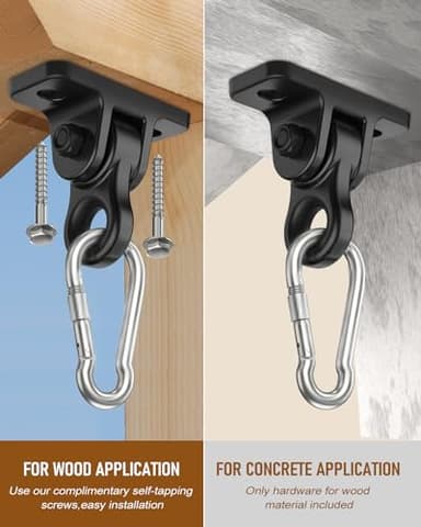 Heavy Duty Porch Swing Hangers Kit, with Screws Bolts for Wooden Sets Playground Porch Patio Yoga Seat Indoor Outdoor Hanging Snap Hooks (4 Pack Black) - Image 5