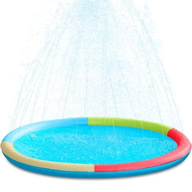 SLOOSH 72" Non-Slip Splash Pad Sprinkler - Outdoor Water Play Toys Backyard Fountain Mat for Toddlers Kids Dogs, Thickened Sprinkler Outside Pool Party Durable for Girls Boys Pets (72in, Multicolor) - Image 8