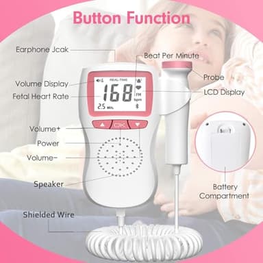 Fetal Monitor for Pregnancy,Fetal Doppler,fetal Monitor Heartbeat,fetal Monitor, Baby Heartbeat Monitor Pregnancy. - Image 2