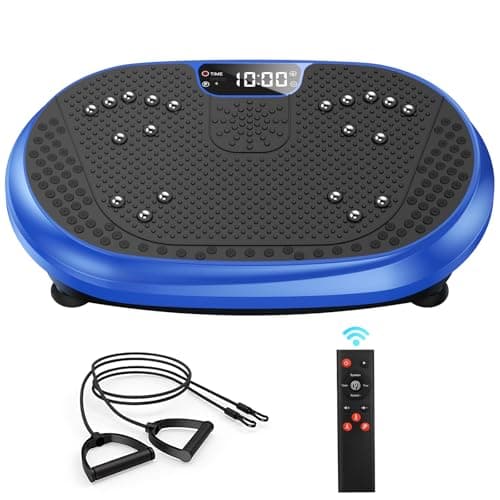 Vibration Plate Exercise Machine, Vibrating Fitness Platform for Lymphatic Drainage, Full Body Shaker Workout Equipment, Bluetooth Power Shaping Vibrate Plate, Board Sport for Home Exercise Gym, Blue