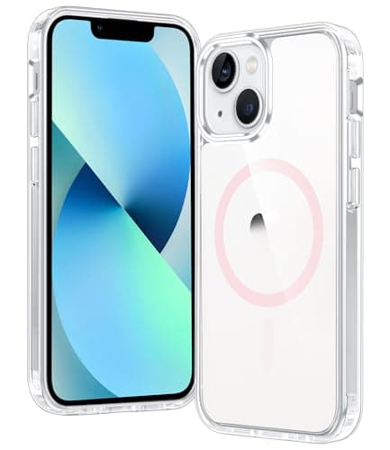 FNTCASE for iPhone 13 Mini Case: iPhone 12 Mini Magnetic Slim Clear Case | Military Grade Protective & Shockproof Drop Protection Anti-Yellowing Transparent Thin Cell Phone Cover (F-Pink) - Image 1