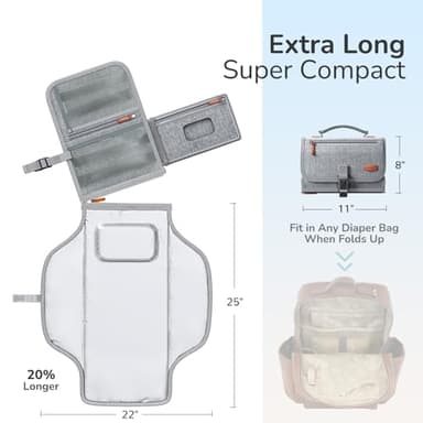 Alatino Portable Diaper Changing Pad for Baby, Detachable Travel Changing Pad with Baby Wipes Pocket, Gifts for Baby Shower, Newborn Girls and Boys (Grey) - Image 3
