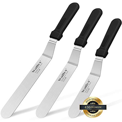 Walfos Icing Spatulas, Stainless Steel Cake Spatula with Sturdy and Durable Handle Cake Decorating Spatula Set of 3 - Multi purpose Use for Home, Kitchen or Bakery (6", 8", 10")… - Image 1