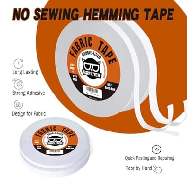 Breliter Double-Sided Fabric Tape (2 Rolls) - 65FT Length, No Sewing or Ironing Required, Perfect for Quick Clothing Repairs, Fabric Bonding, and DIY Crafts (1/4inch+1/2inch) - Image 2