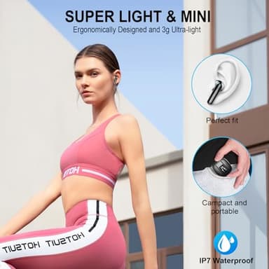 Wireless Earbuds, Bluetooth 5.4 Headphones, 48H, Stereo Ear Buds, LED Display Earphones with Mic, IP7 Waterproof In EarBud, Comfort Fit, Bluetooth Earbuds for Phone Android iOS, Sport, Walk, Black - Image 7