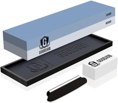Knife Sharpening Stone Kit - Goodjob Premium Japanese Whetstone Knife Sharpener Stone Set - Dual Grit 1000/6000 Water Stones with Non-Slip Silicone Base, Angle Guide, Flattening Stones - Image 3