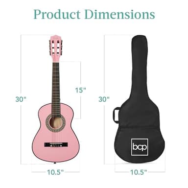 Best Choice Products 30in Kids Acoustic Guitar, All-in-One Beginner Starter Kit w/Strap, Case, Extra Strings, Rosette Inlay - Pink - Image 8